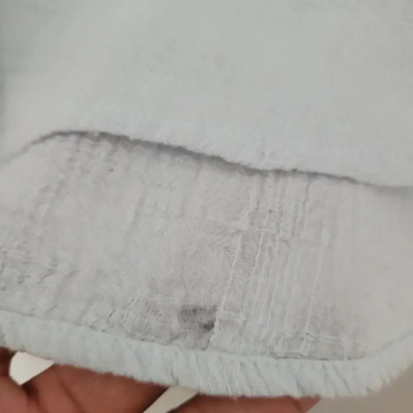 Wrap London Women's Button-Up Tunic Top Size 2 Blue Linen Long Sleeves V-Neck - Picture 5 of 10